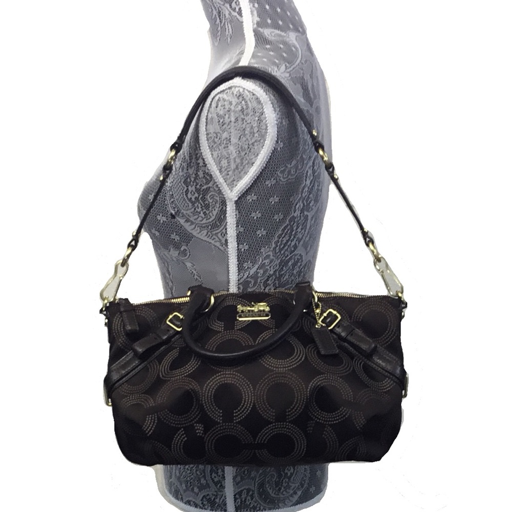 COACH Sateen Madison Dotted OP Art Sophia Bag